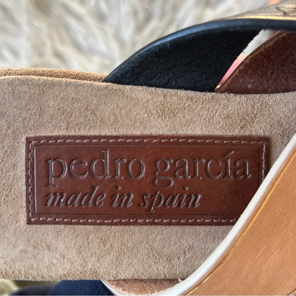Pedro Garcia Nirou Platform Brown Color Block Wedge Leather Sandal EUC Size 36